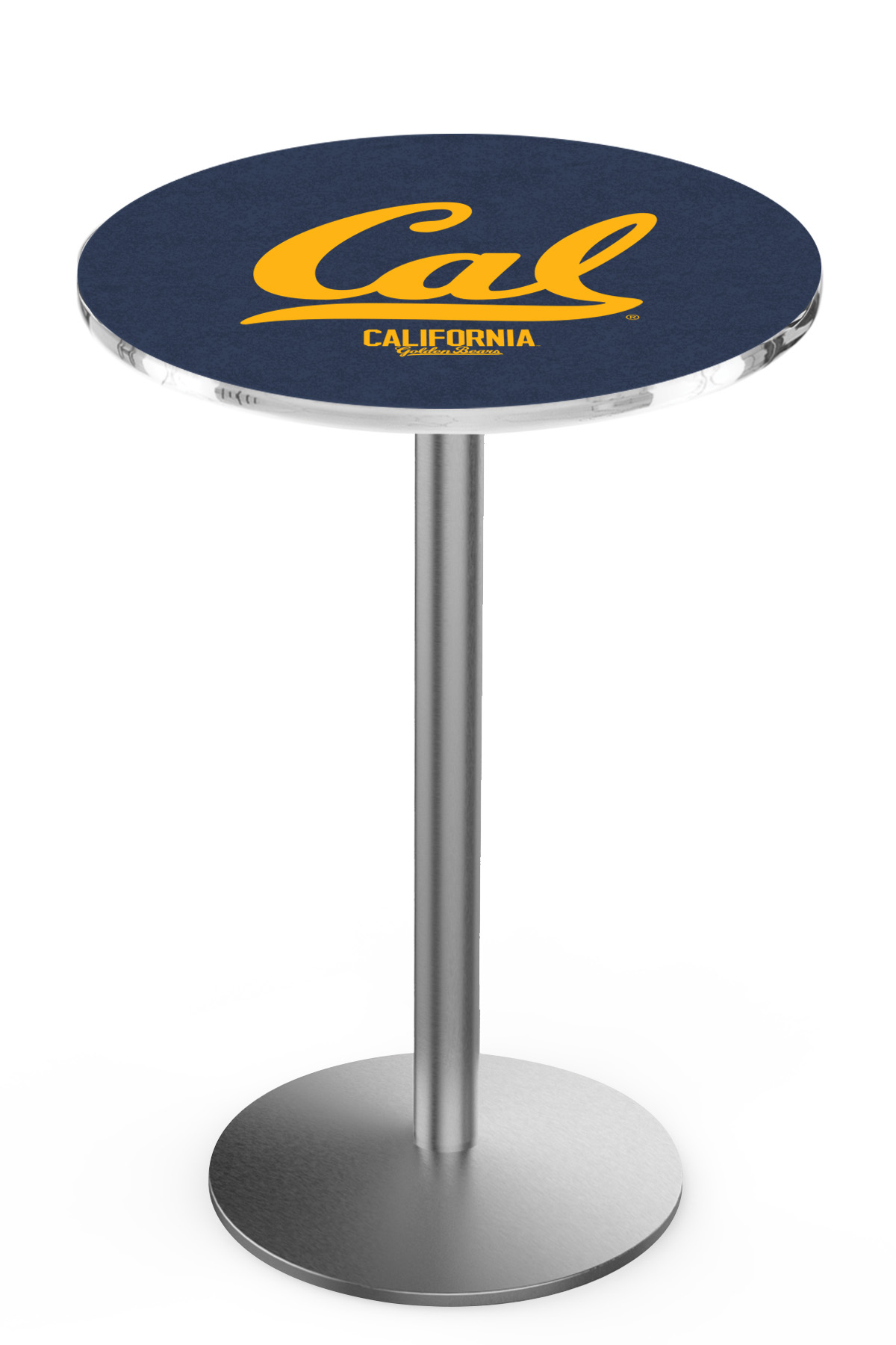 L214 University of California 42" Tall - 30" Top Pub Table with Stainless Finish