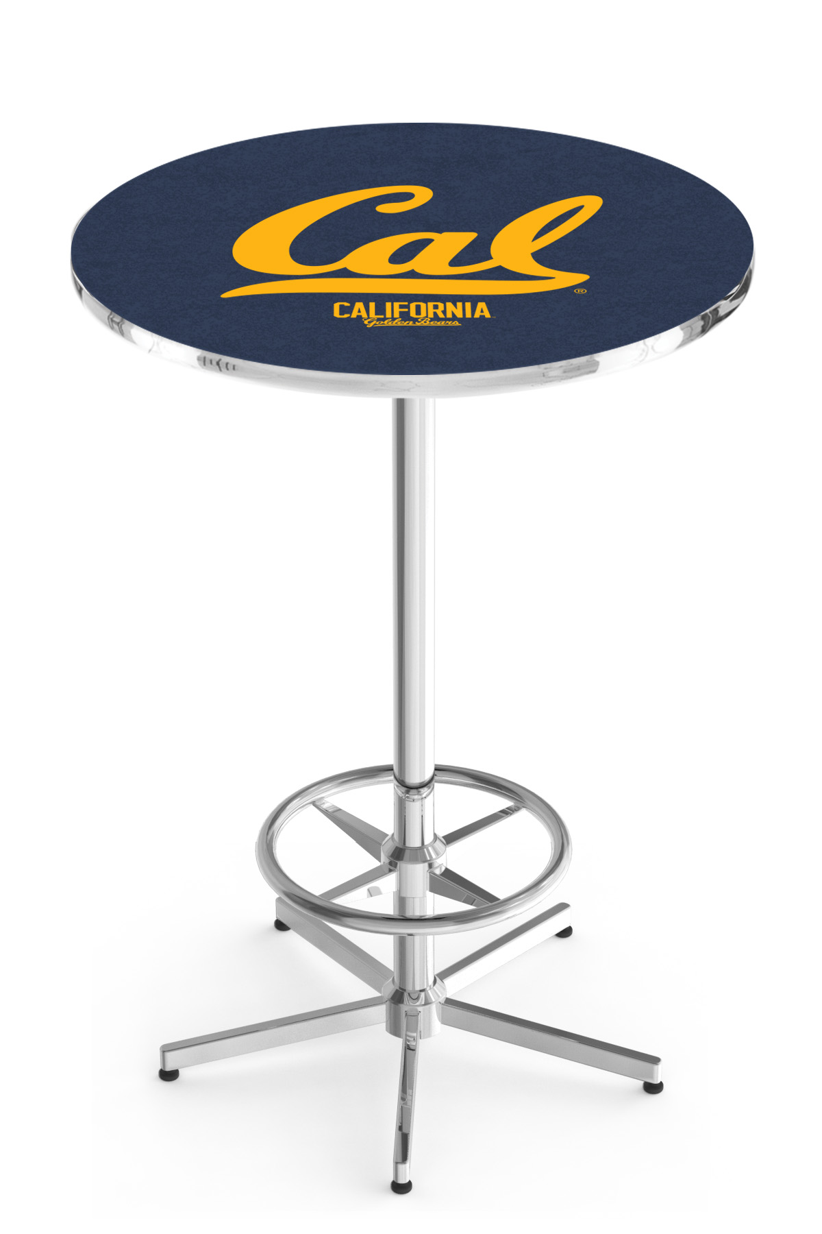 L216 University of California 42" Tall - 30" Top Pub Table with Chrome Finish