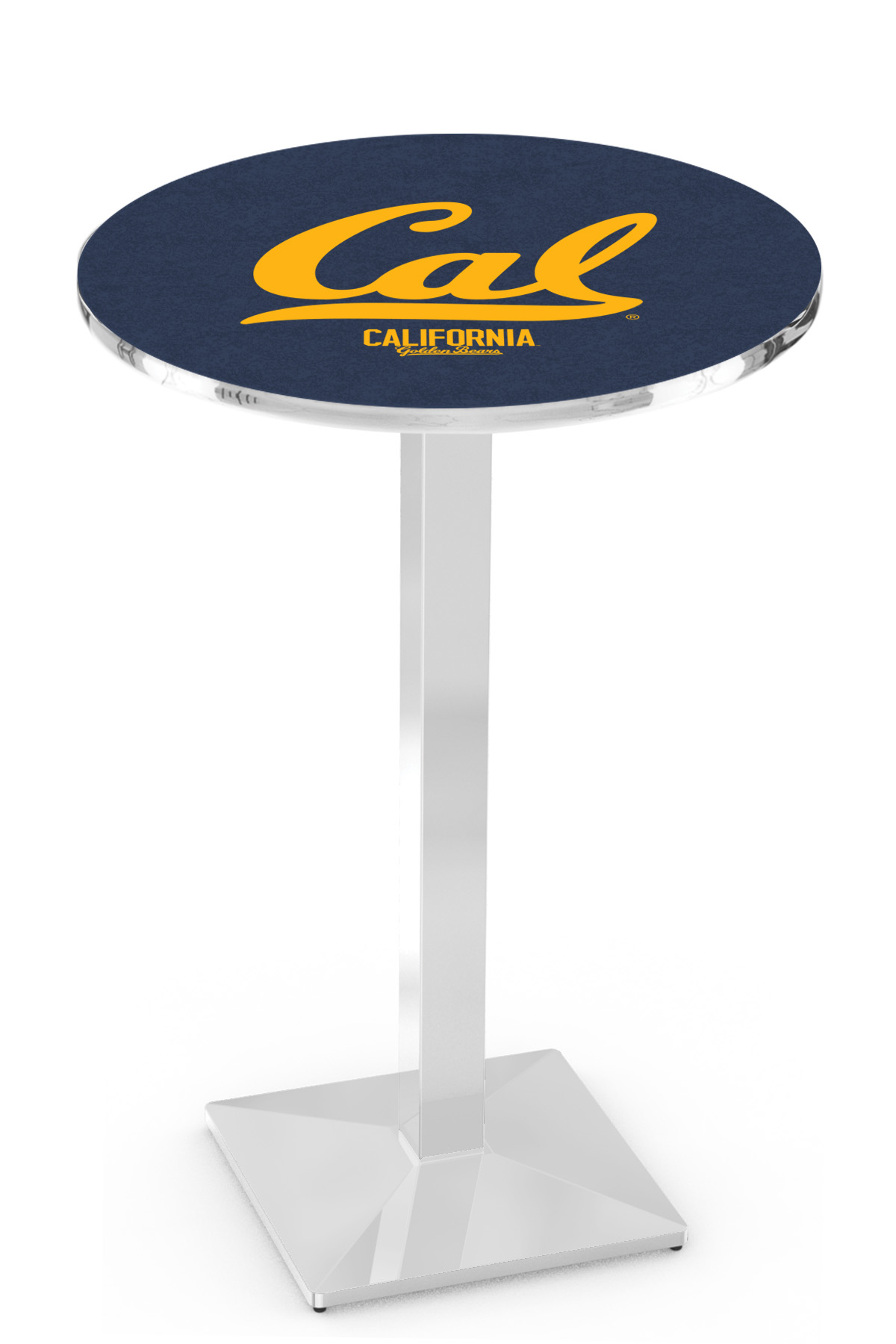 L217 University of California 42" Tall - 30" Top Pub Table with Chrome Finish