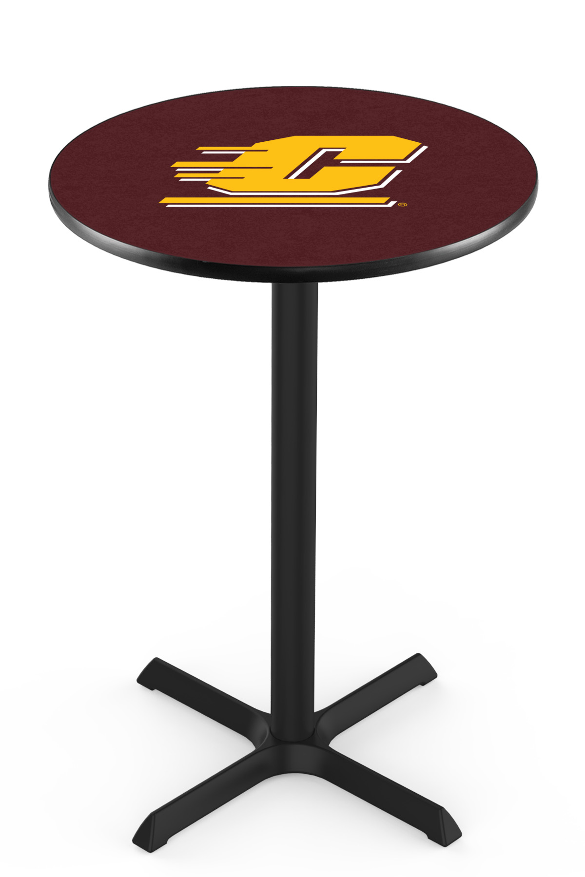 L211 Central Michigan University 42" Tall - 30" Top Pub Table with Black Wrinkle Finish