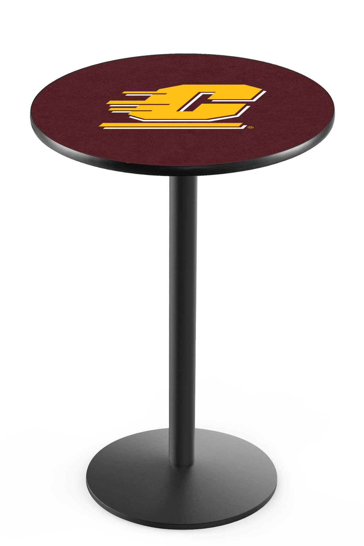 L214 Central Michigan University 36" Tall - 30" Top Pub Table with Black Wrinkle Finish