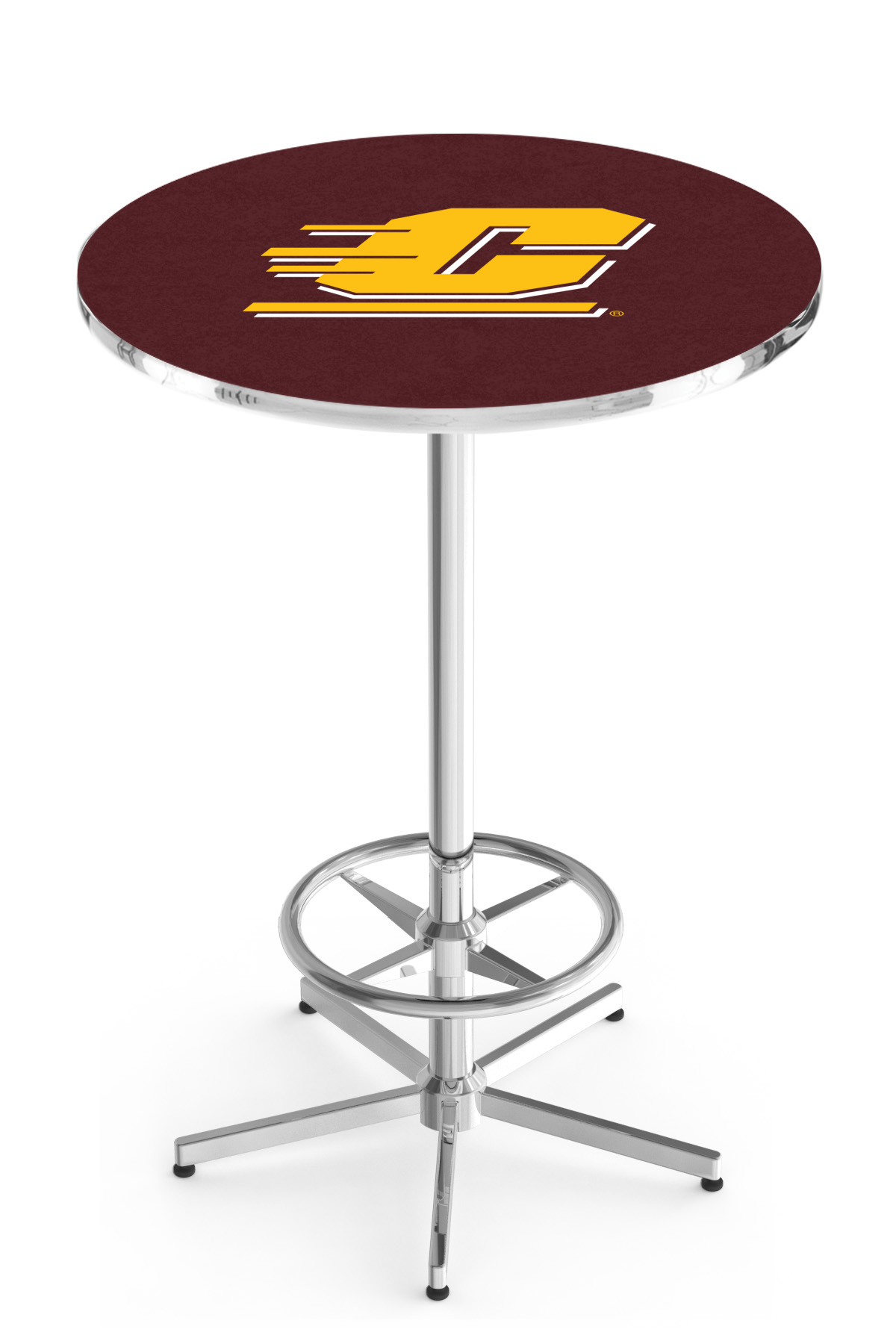L216 Central Michigan University 42" Tall - 30" Top Pub Table with Chrome Finish