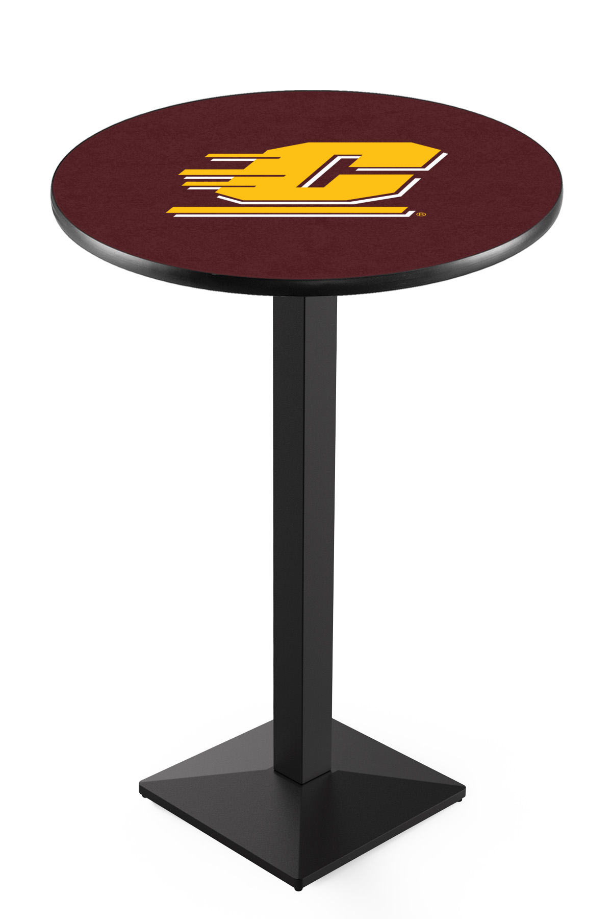 L217 Central Michigan University 36" Tall - 30" Top Pub Table with Black Wrinkle Finish