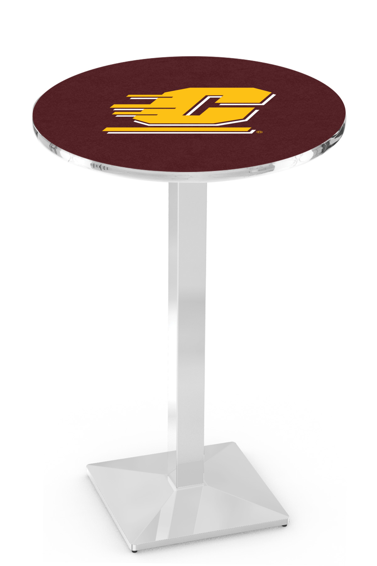 L217 Central Michigan University 36" Tall - 30" Top Pub Table with Chrome Finish