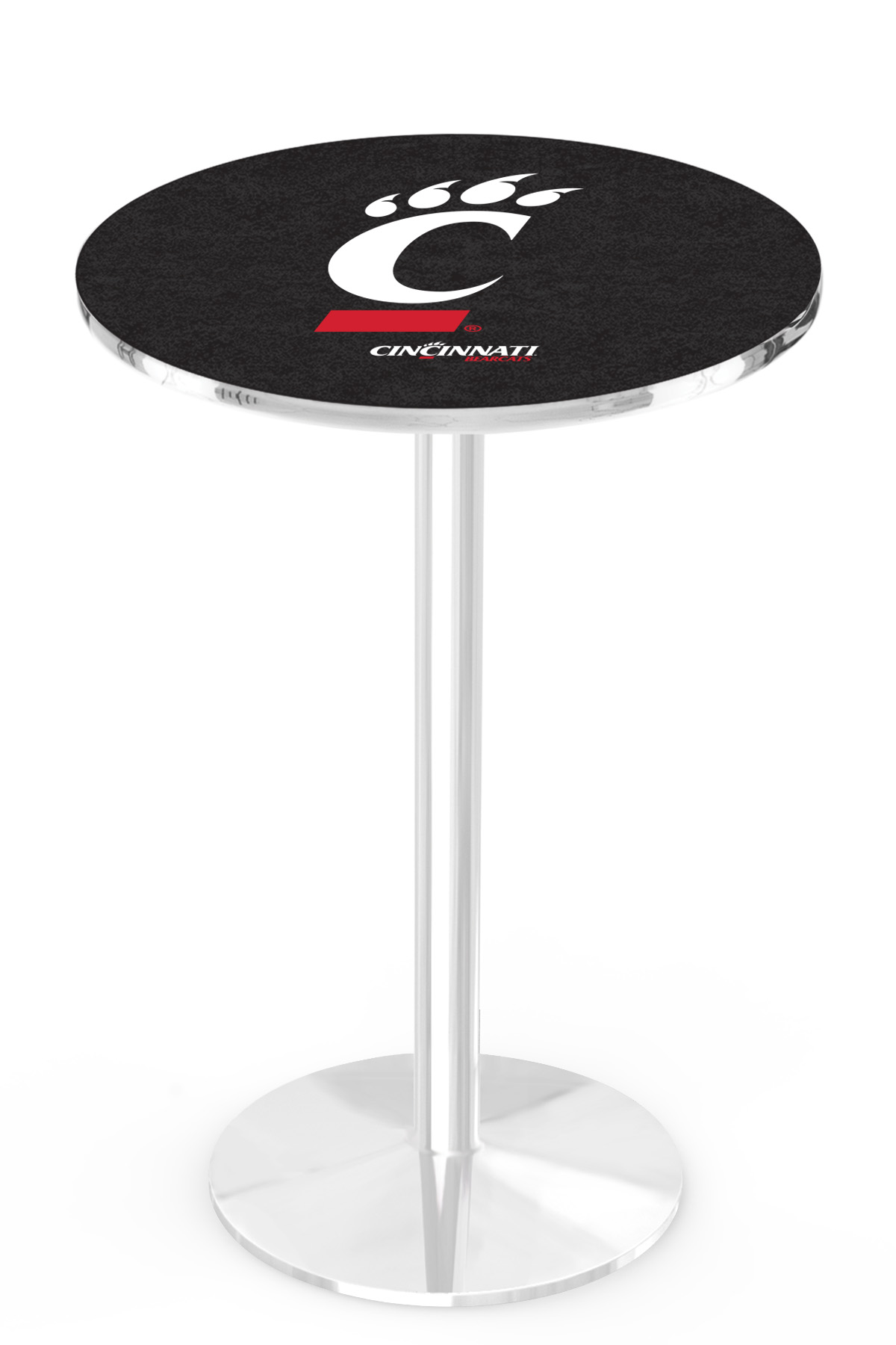 L214 University of Cincinnati 36" Tall - 30" Top Pub Table with Chrome Finish