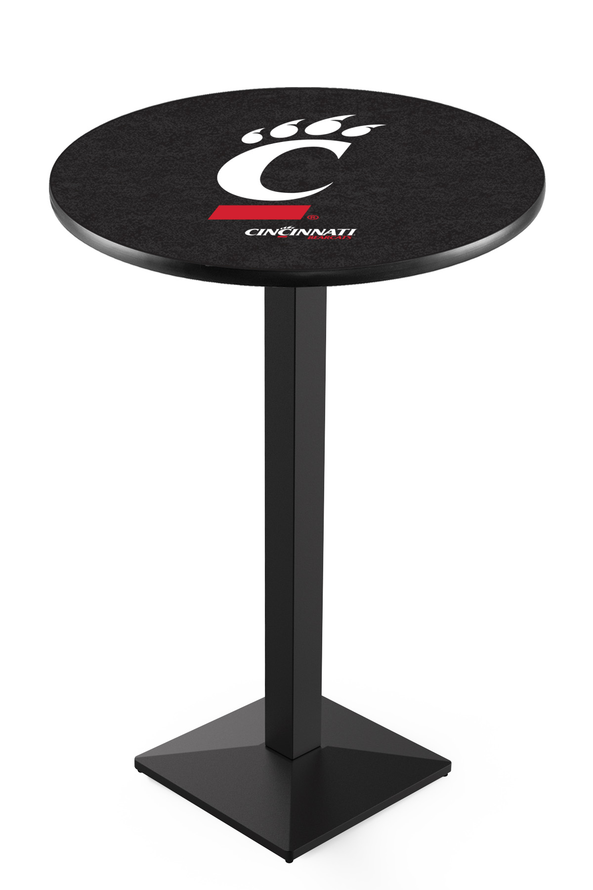 L217 University of Cincinnati 36" Tall - 30" Top Pub Table with Black Wrinkle Finish