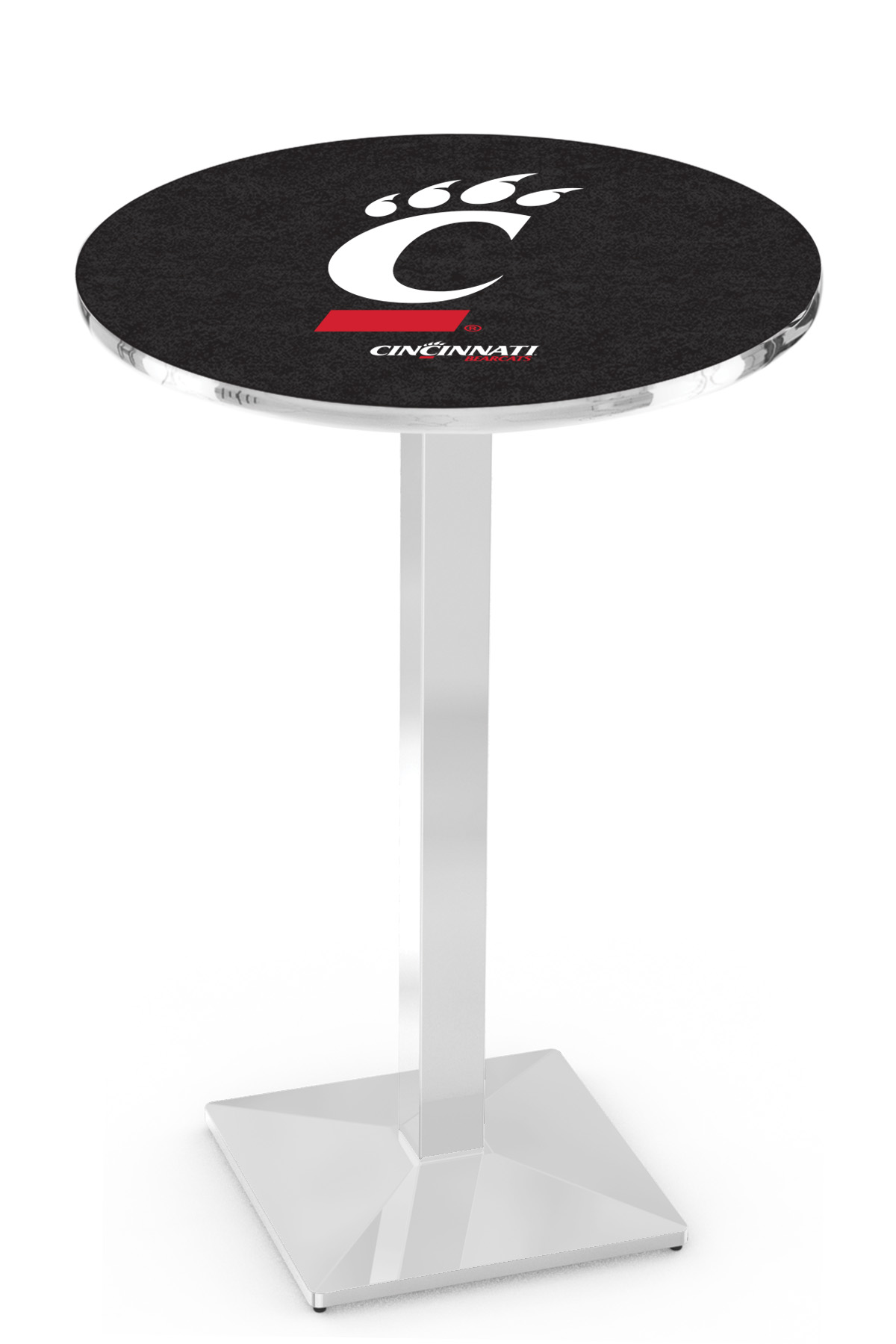 L217 University of Cincinnati 36" Tall - 30" Top Pub Table with Chrome Finish