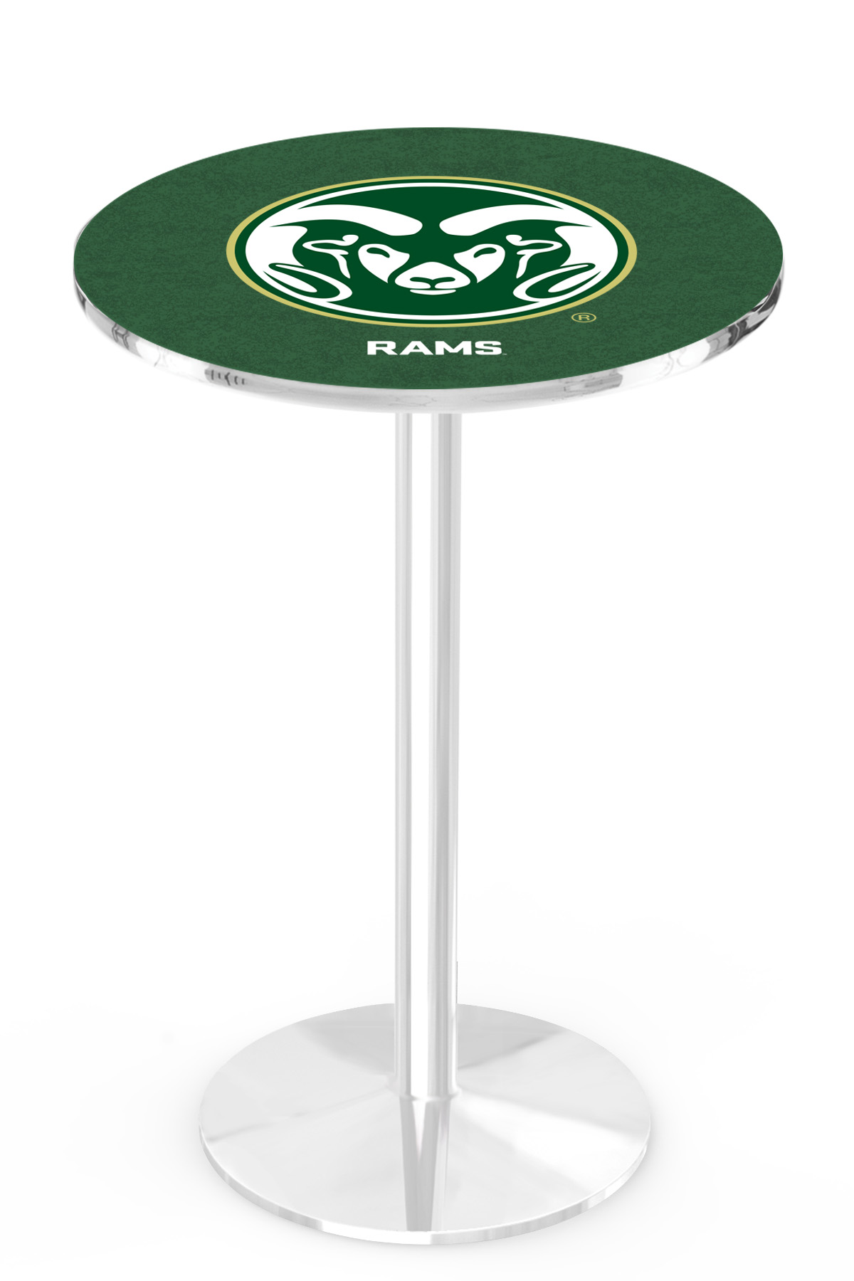 L214 Colorado State University 42" Tall - 30" Top Pub Table with Chrome Finish