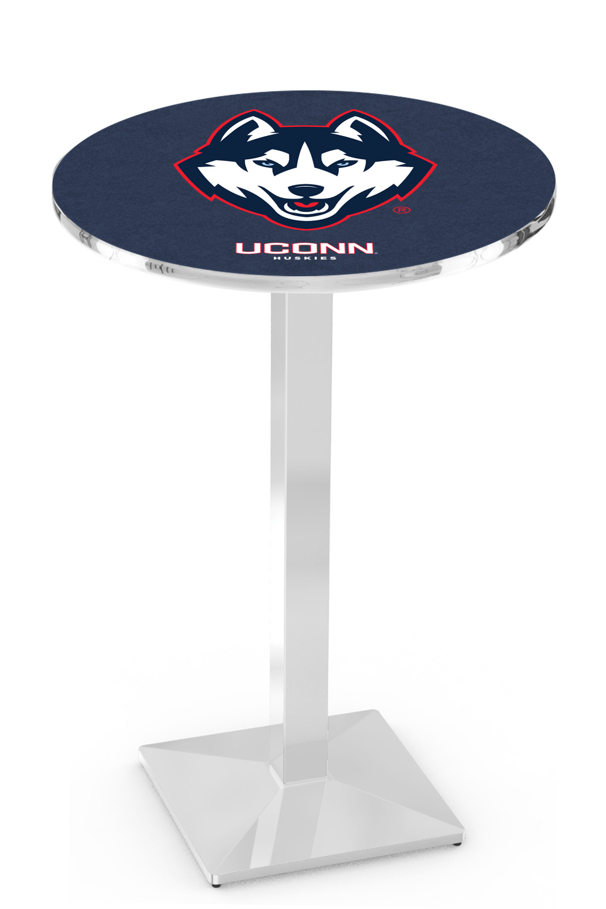 L217 University of Connecticut 36" Tall - 30" Top Pub Table with Chrome Finish
