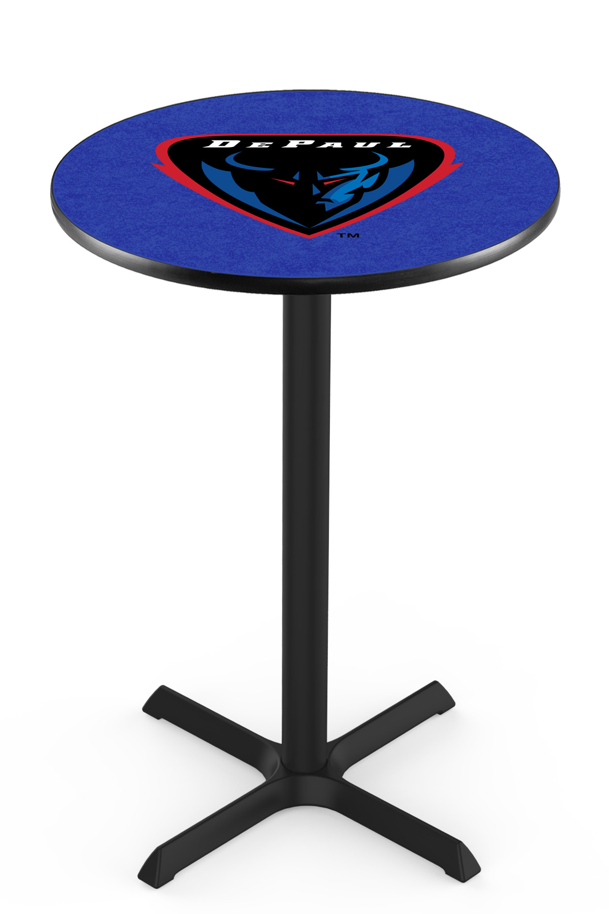 L211 DePaul University 42" Tall - 30" Top Pub Table with Black Wrinkle Finish