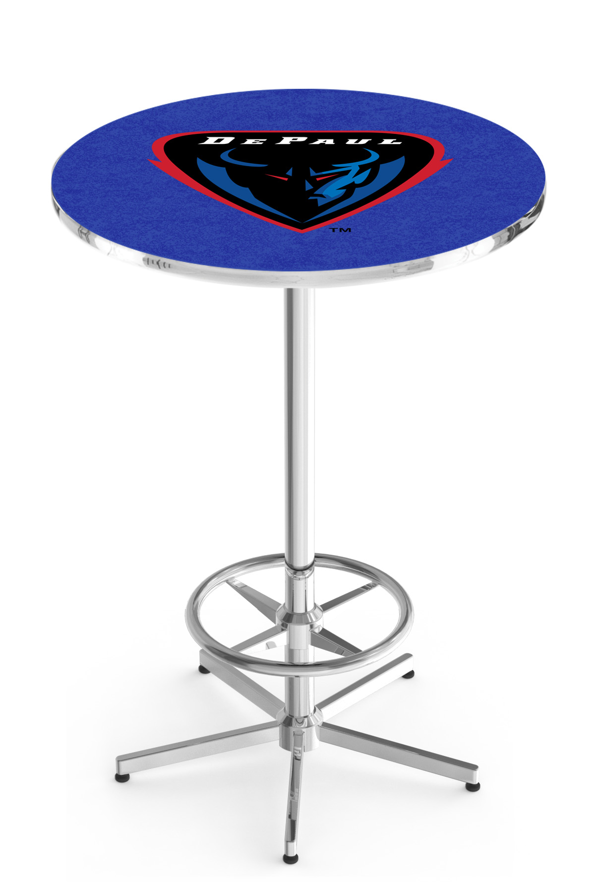 L216 DePaul University 42" Tall - 30" Top Pub Table with Chrome Finish
