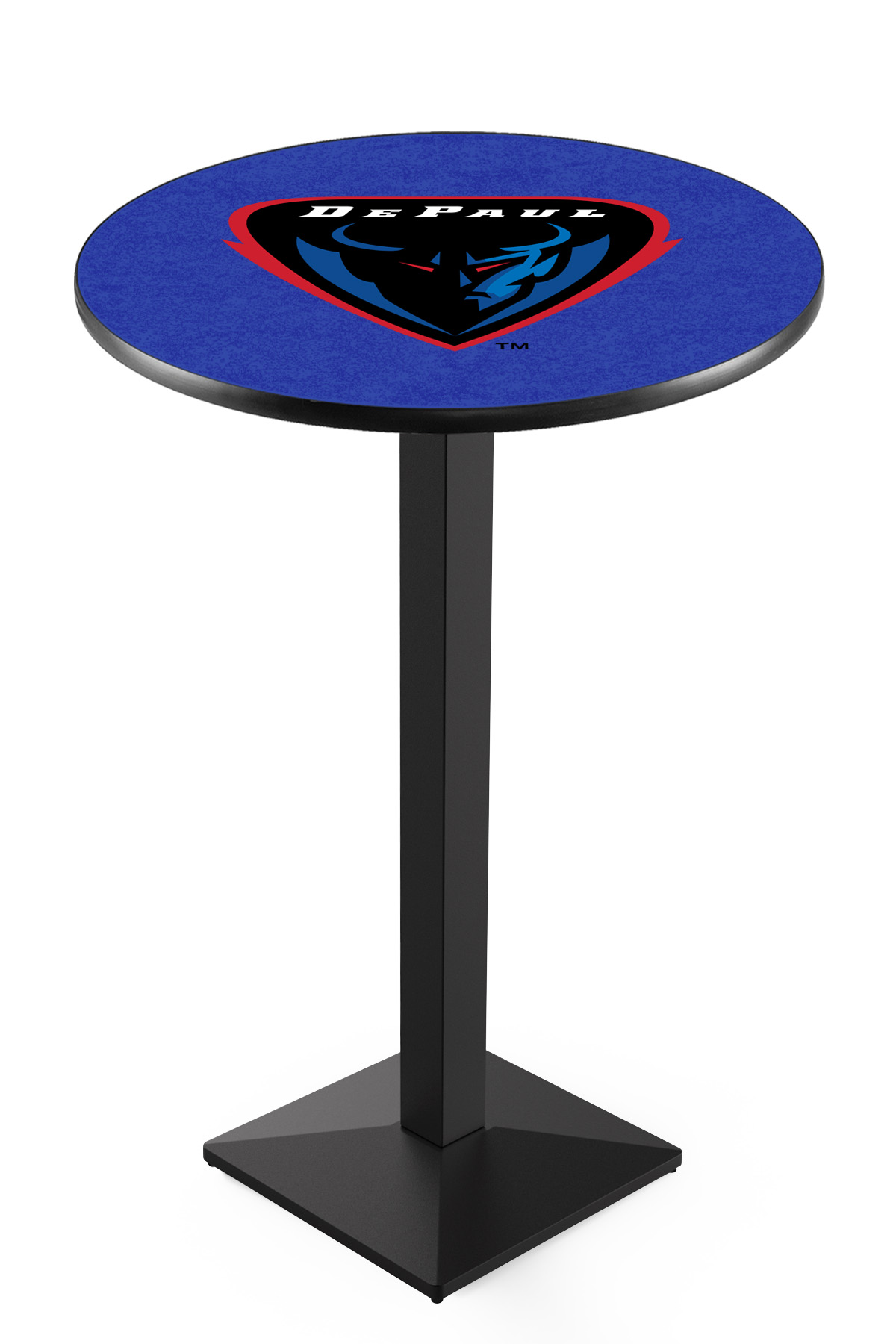 L217 DePaul University 42" Tall - 30" Top Pub Table with Black Wrinkle Finish
