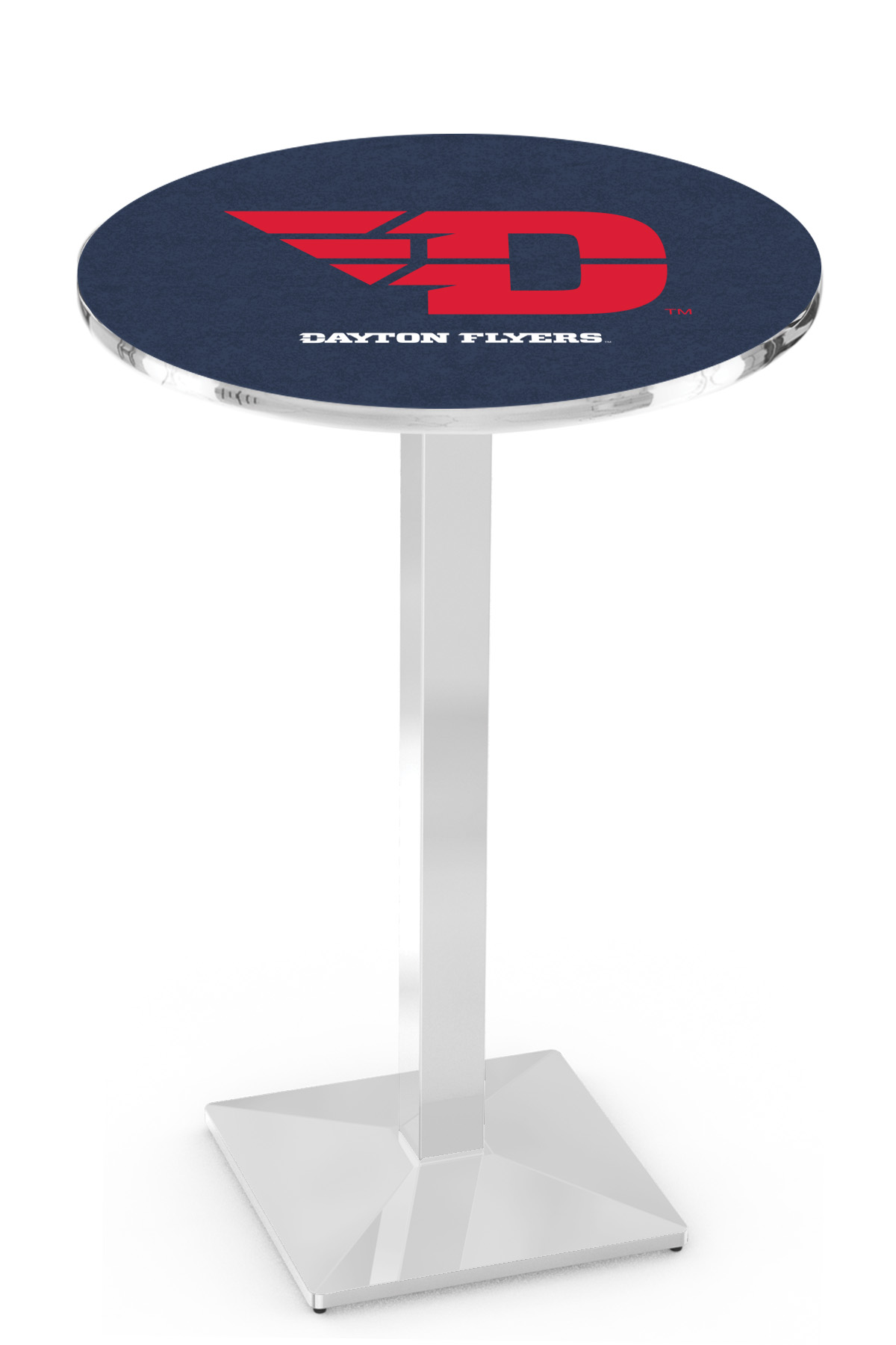 L217 University of Dayton 42" Tall - 30" Top Pub Table with Chrome Finish