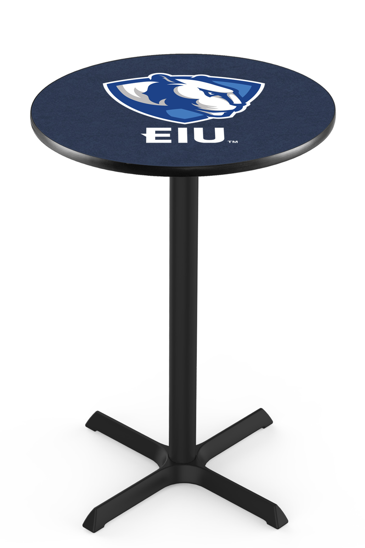 L211 Eastern Illinois University 42" Tall - 30" Top Pub Table with Black Wrinkle Finish