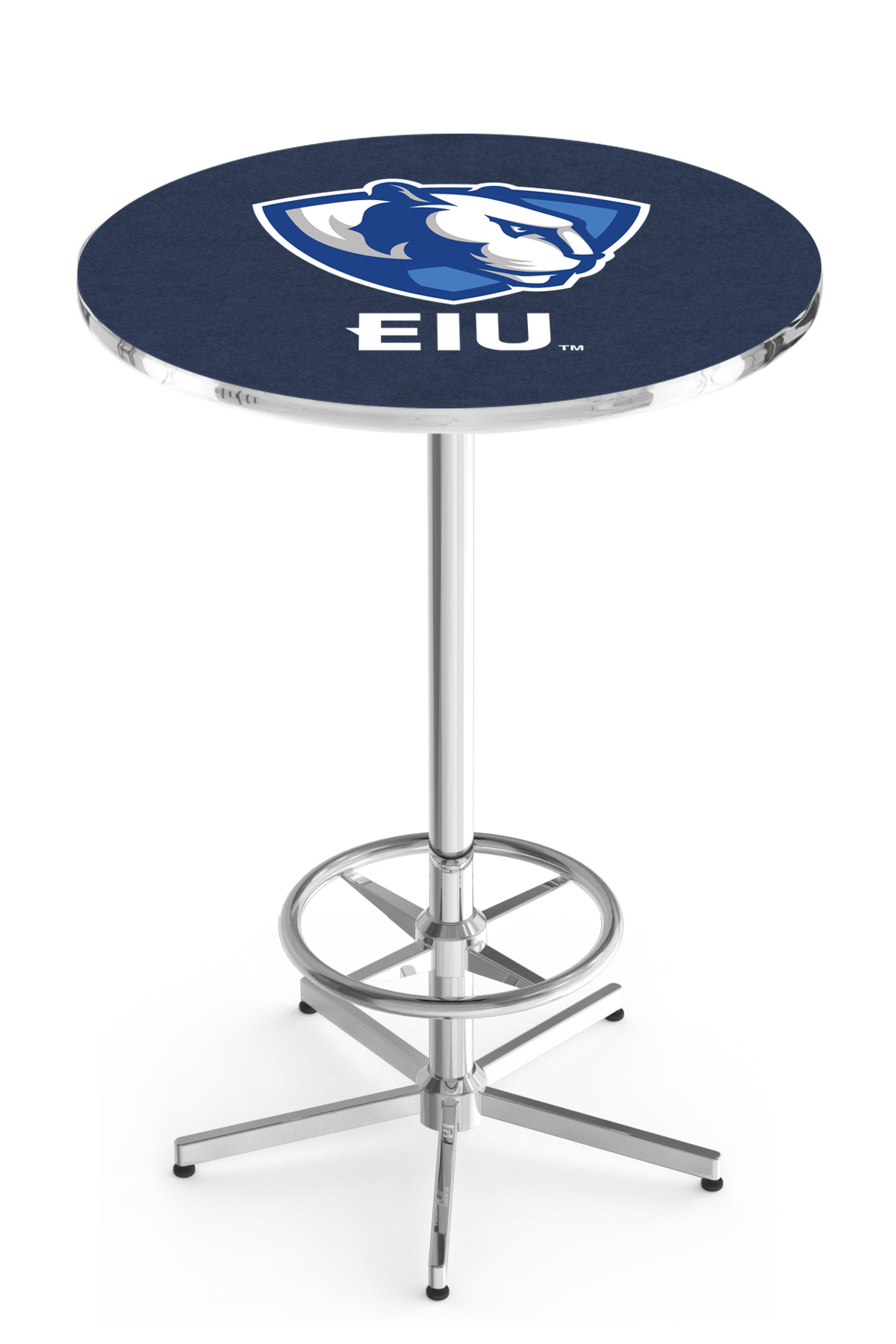 L216 Eastern Illinois University 42" Tall - 30" Top Pub Table with Chrome Finish
