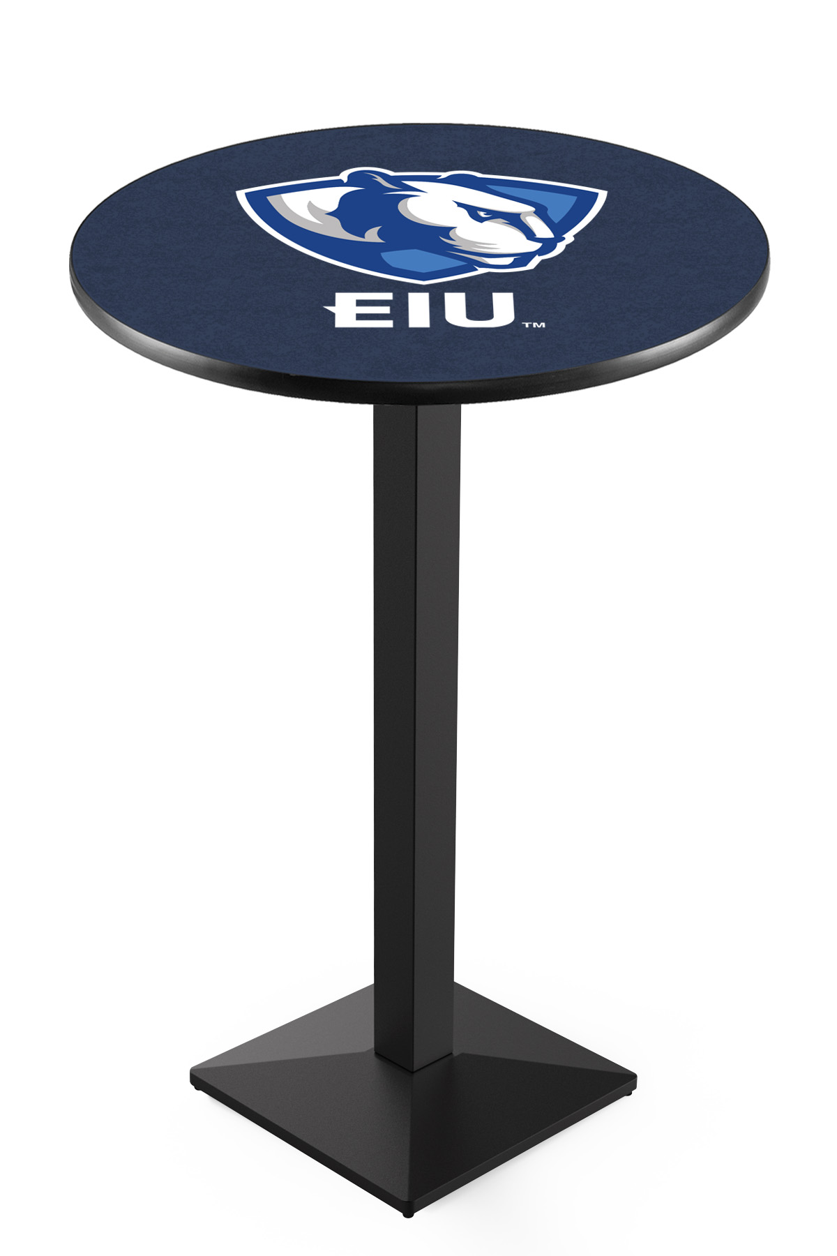 L217 Eastern Illinois University 36" Tall - 30" Top Pub Table with Black Wrinkle Finish