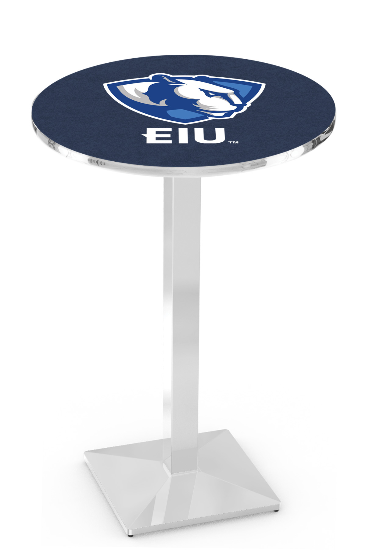 L217 Eastern Illinois University 42" Tall - 30" Top Pub Table with Chrome Finish