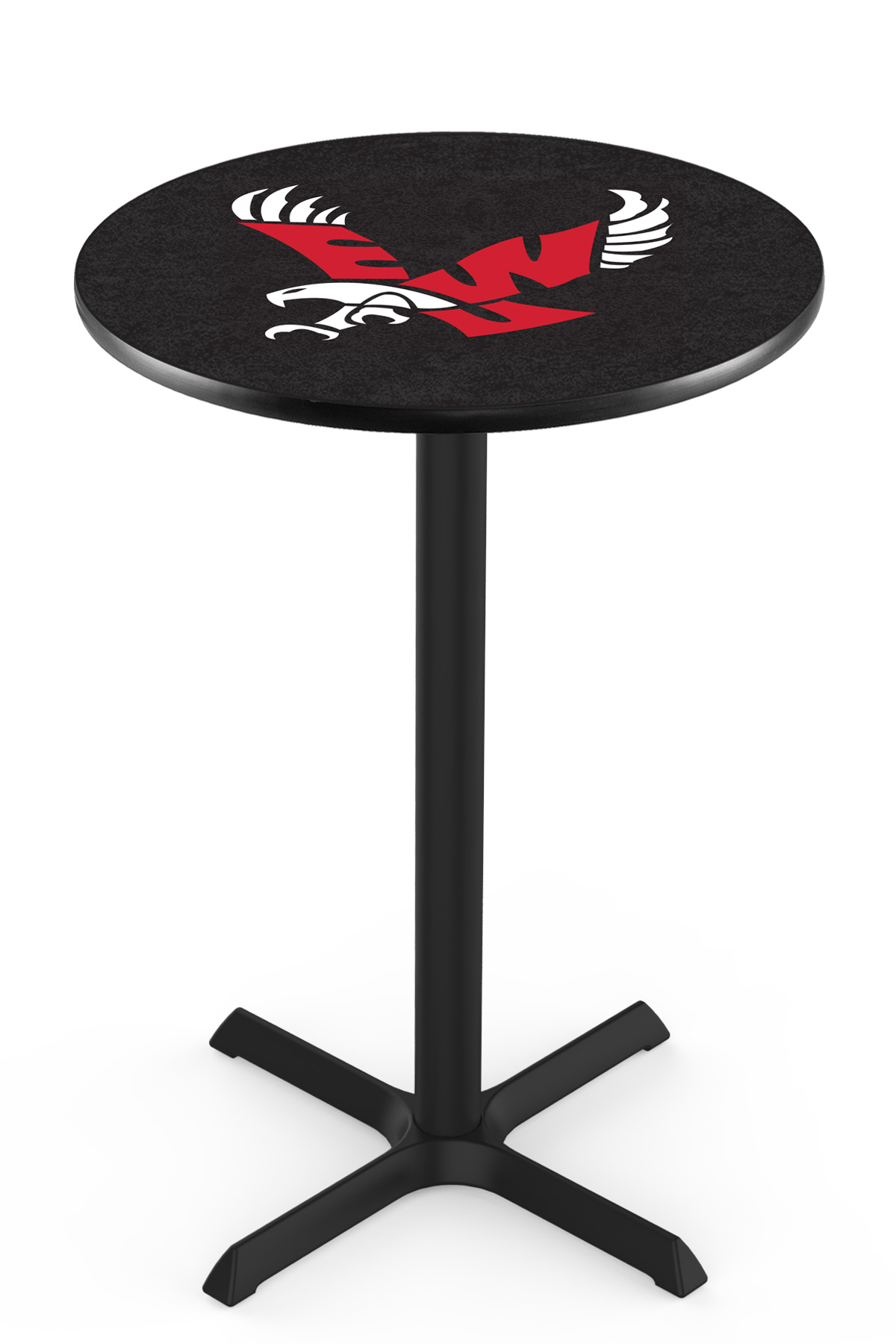 L211 Eastern Washington University 36" Tall - 30" Top Pub Table with Black Wrinkle Finish