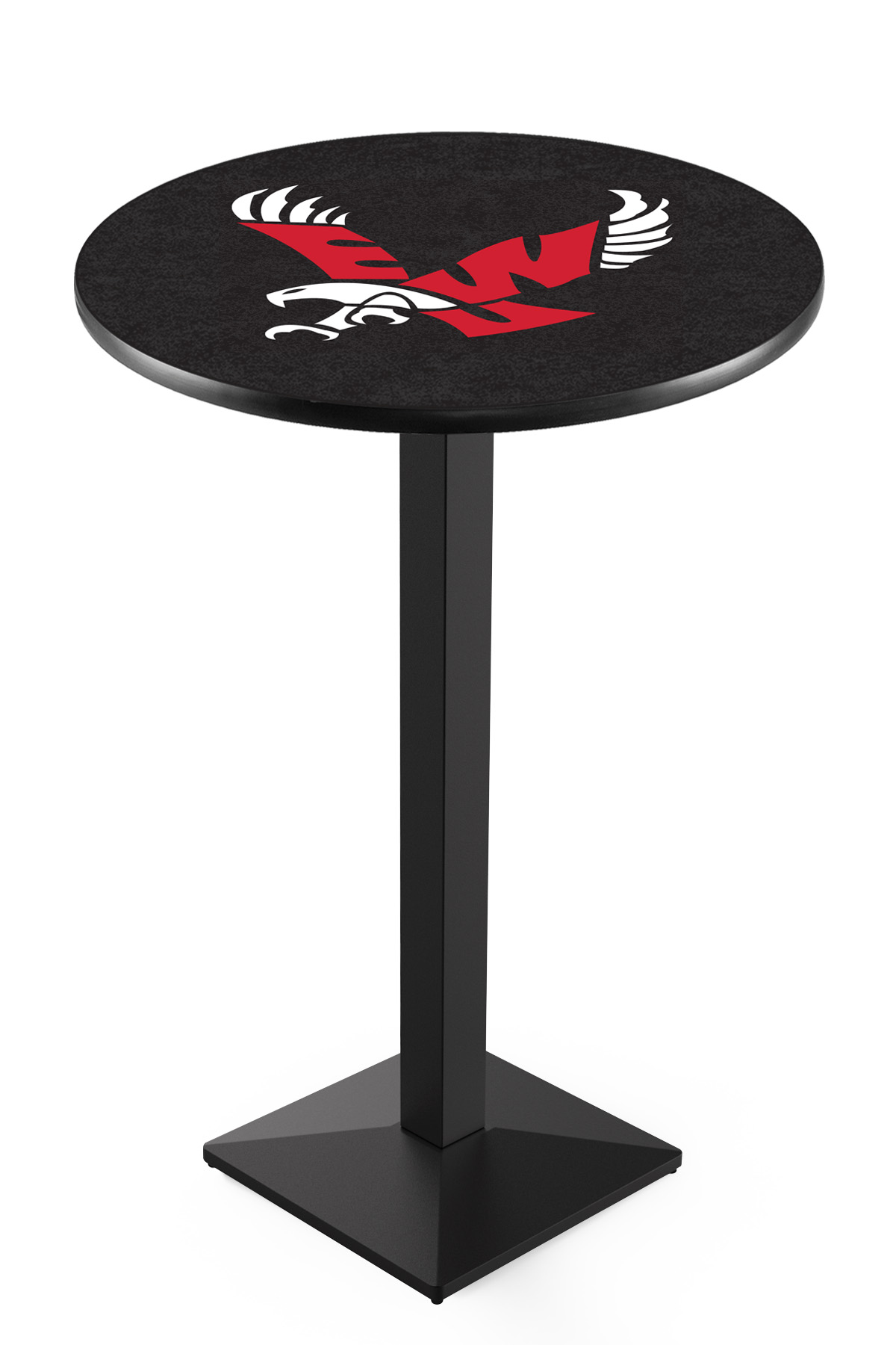 L217 Eastern Washington University 36" Tall - 30" Top Pub Table with Black Wrinkle Finish