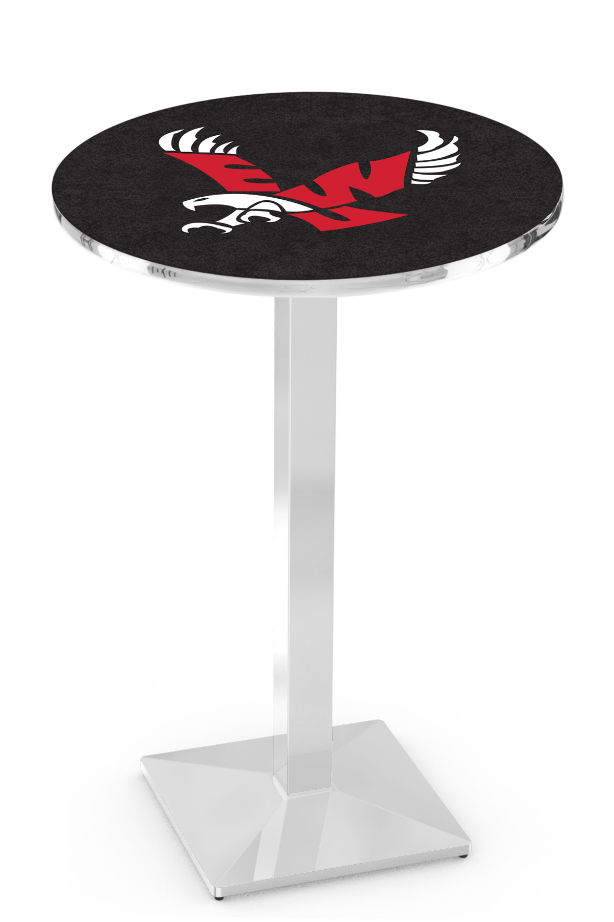L217 Eastern Washington University 36" Tall - 30" Top Pub Table with Chrome Finish