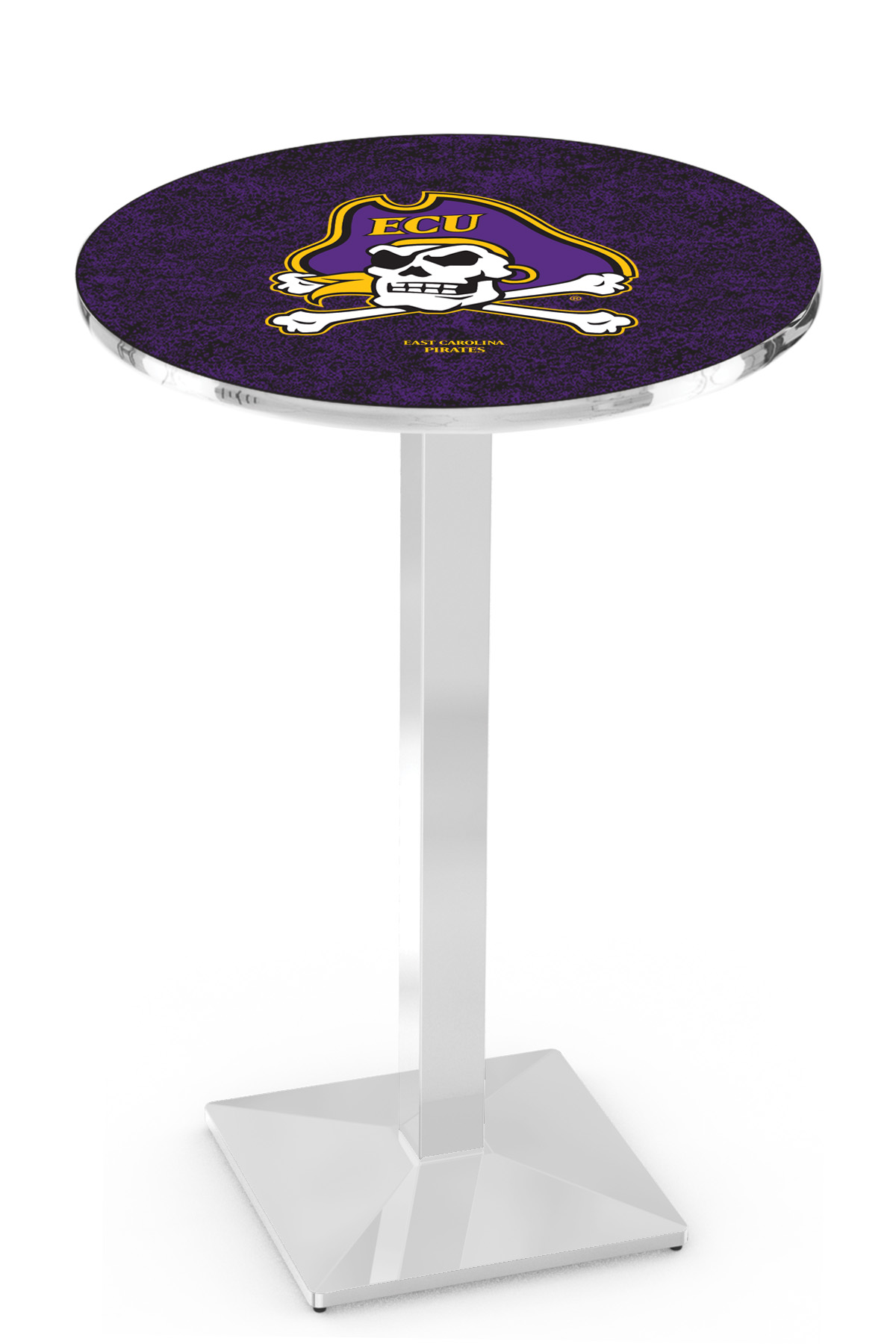 L217 East Carolina University 42" Tall - 30" Top Pub Table with Chrome Finish