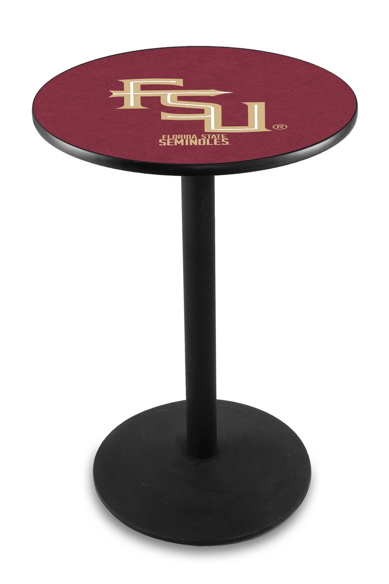 L214 Florida State (Script) 36" Tall - 30" Top Pub Table with Black Wrinkle Finish