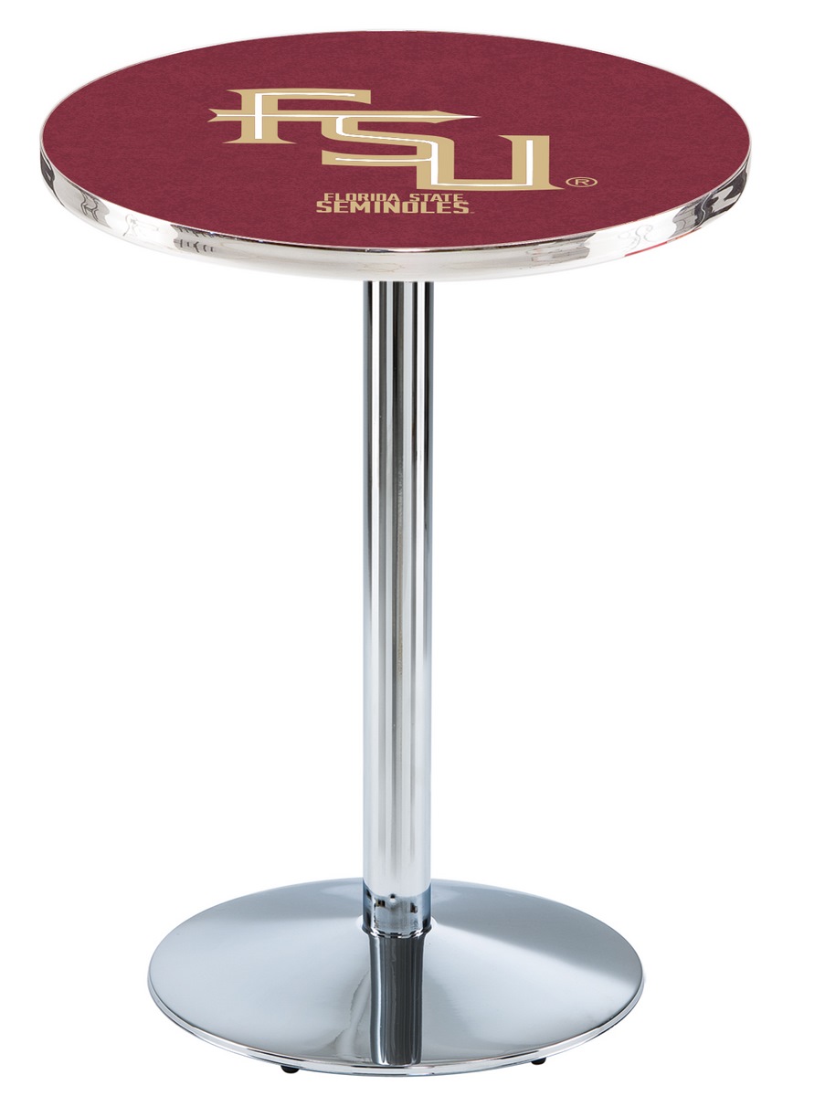 L214 Florida State (Script) 36" Tall - 30" Top Pub Table with Chrome Finish
