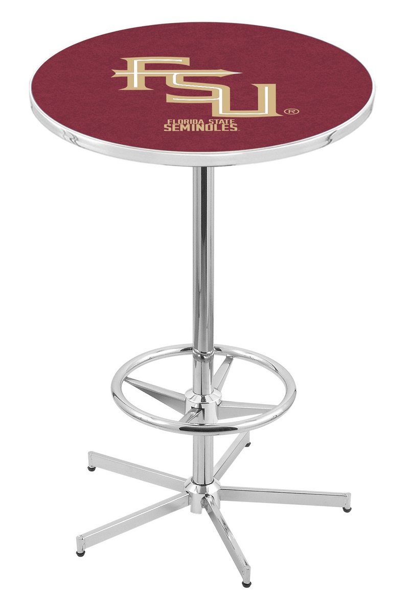 L216 Florida State (Script) 42" Tall - 30" Top Pub Table with Chrome Finish