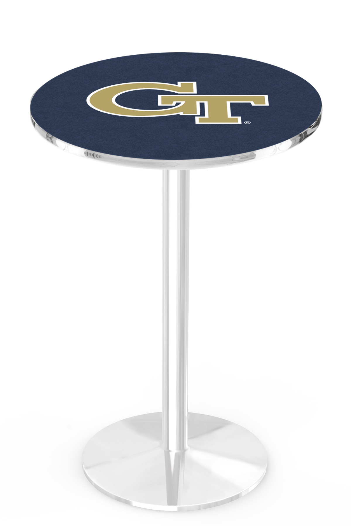 L214 Georgia Tech 42" Tall - 30" Top Pub Table with Chrome Finish