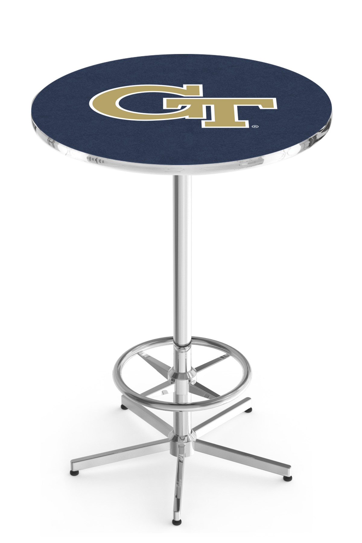 L216 Georgia Tech 42" Tall - 30" Top Pub Table with Chrome Finish