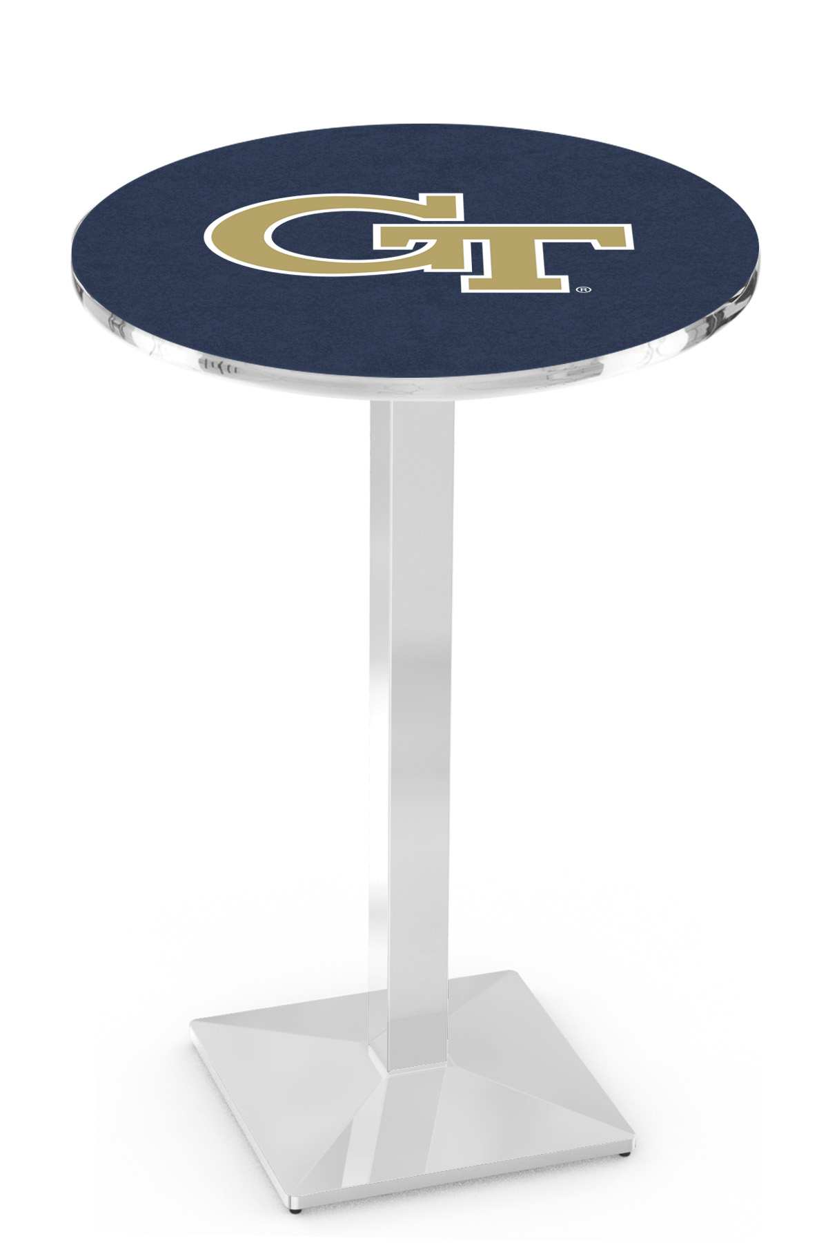 L217 Georgia Tech 36" Tall - 30" Top Pub Table with Chrome Finish