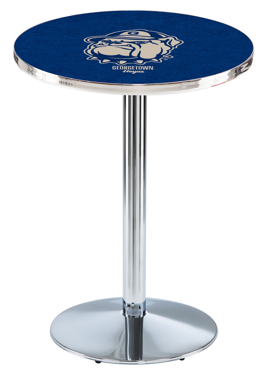 L214 Georgetown University 36" Tall - 30" Top Pub Table with Chrome Finish