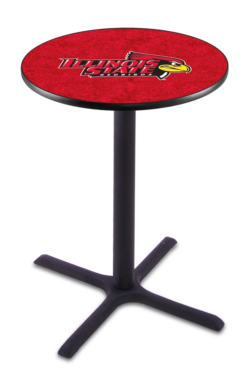 L211 Illinois State University 42" Tall - 30" Top Pub Table with Black Wrinkle Finish