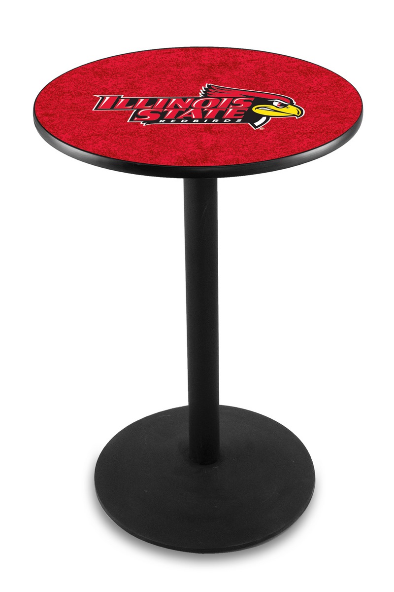L214 Illinois State University 42" Tall - 30" Top Pub Table with Black Wrinkle Finish