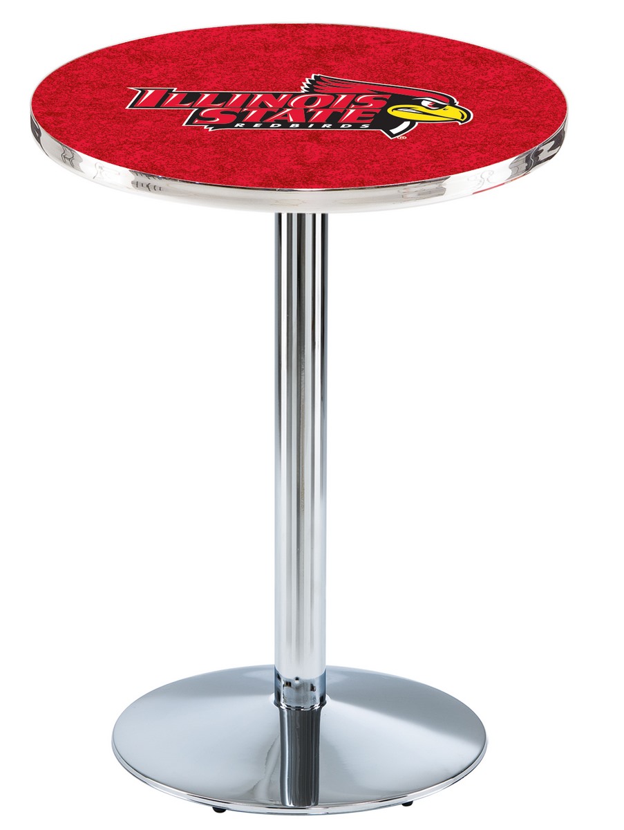 L214 Illinois State University 42" Tall - 30" Top Pub Table with Chrome Finish