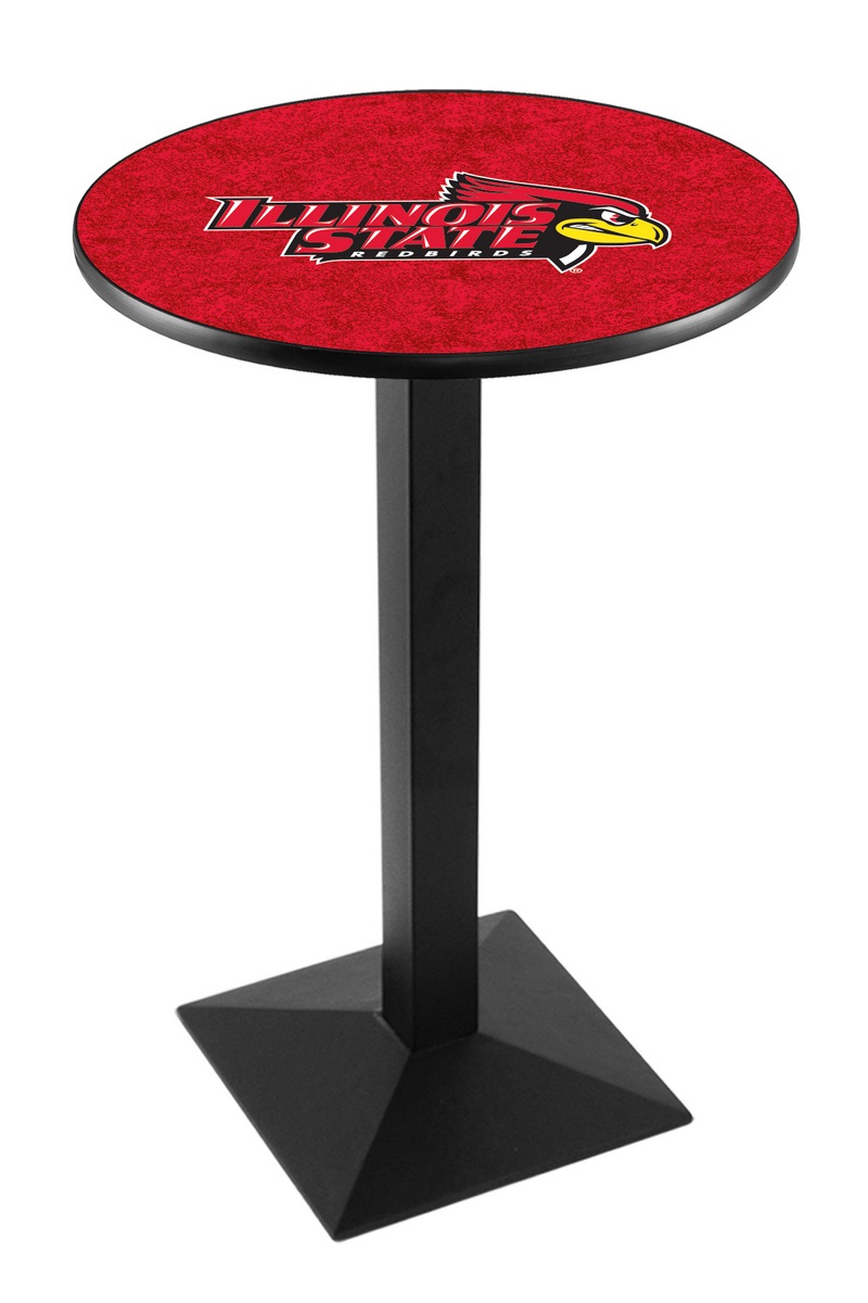 L217 Illinois State University 42" Tall - 30" Top Pub Table with Black Wrinkle Finish