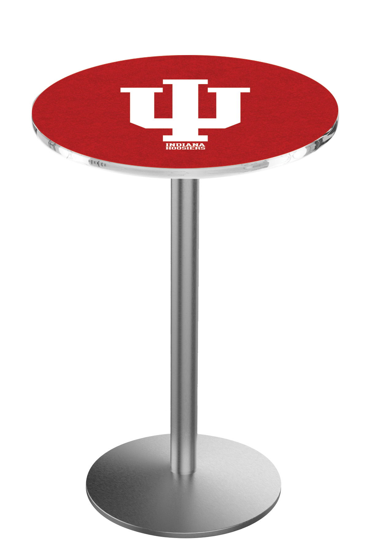 L214 Indiana University 42" Tall - 30" Top Pub Table with Stainless Finish