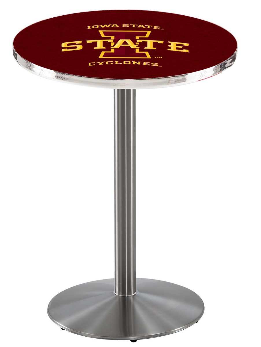L214 Iowa State University 42" Tall - 30" Top Pub Table with Stainless Finish