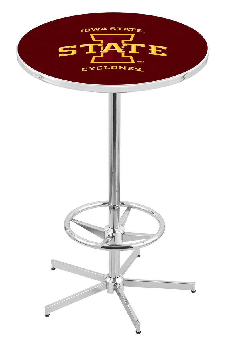 L216 Iowa State University 42" Tall - 30" Top Pub Table with Chrome Finish