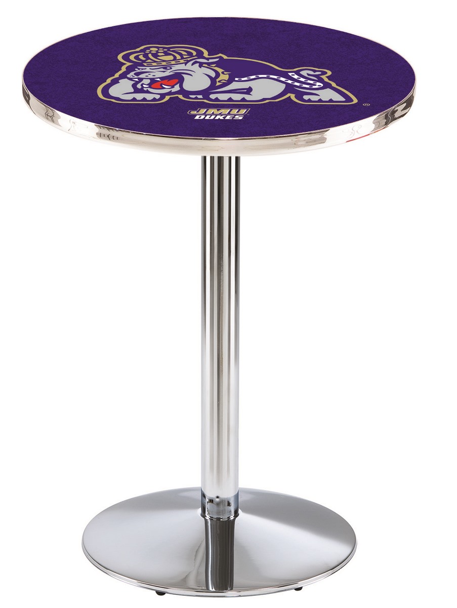 L214 James Madison University 42" Tall - 30" Top Pub Table with Chrome Finish