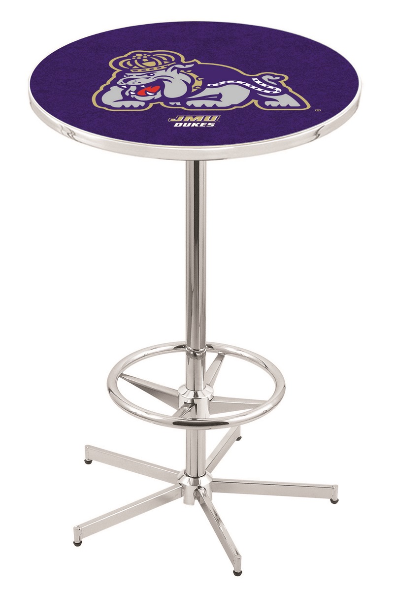 L216 James Madison University 42" Tall - 30" Top Pub Table with Chrome Finish