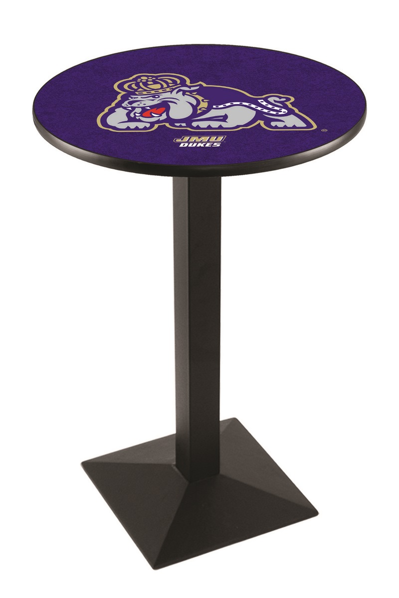L217 James Madison University 36" Tall - 30" Top Pub Table with Black Wrinkle Finish