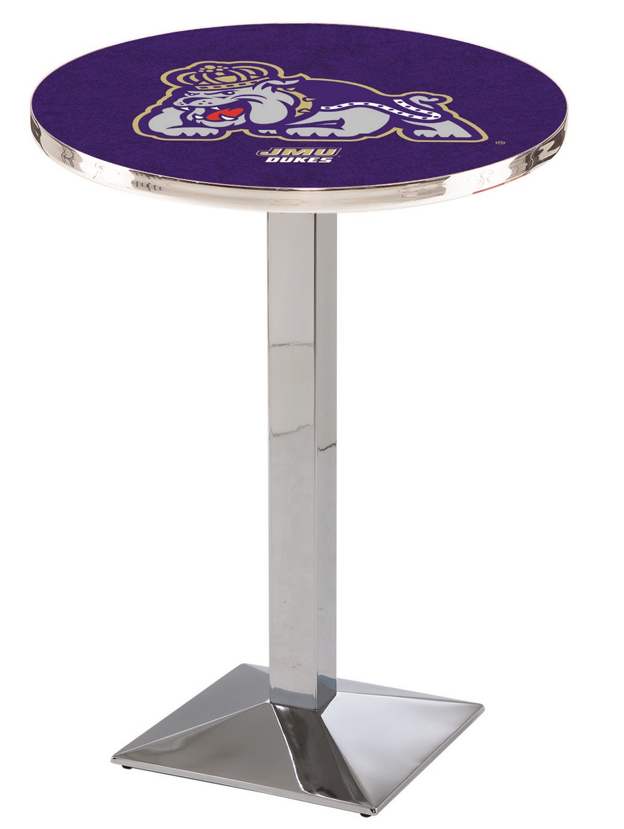 L217 James Madison University 42" Tall - 30" Top Pub Table with Chrome Finish