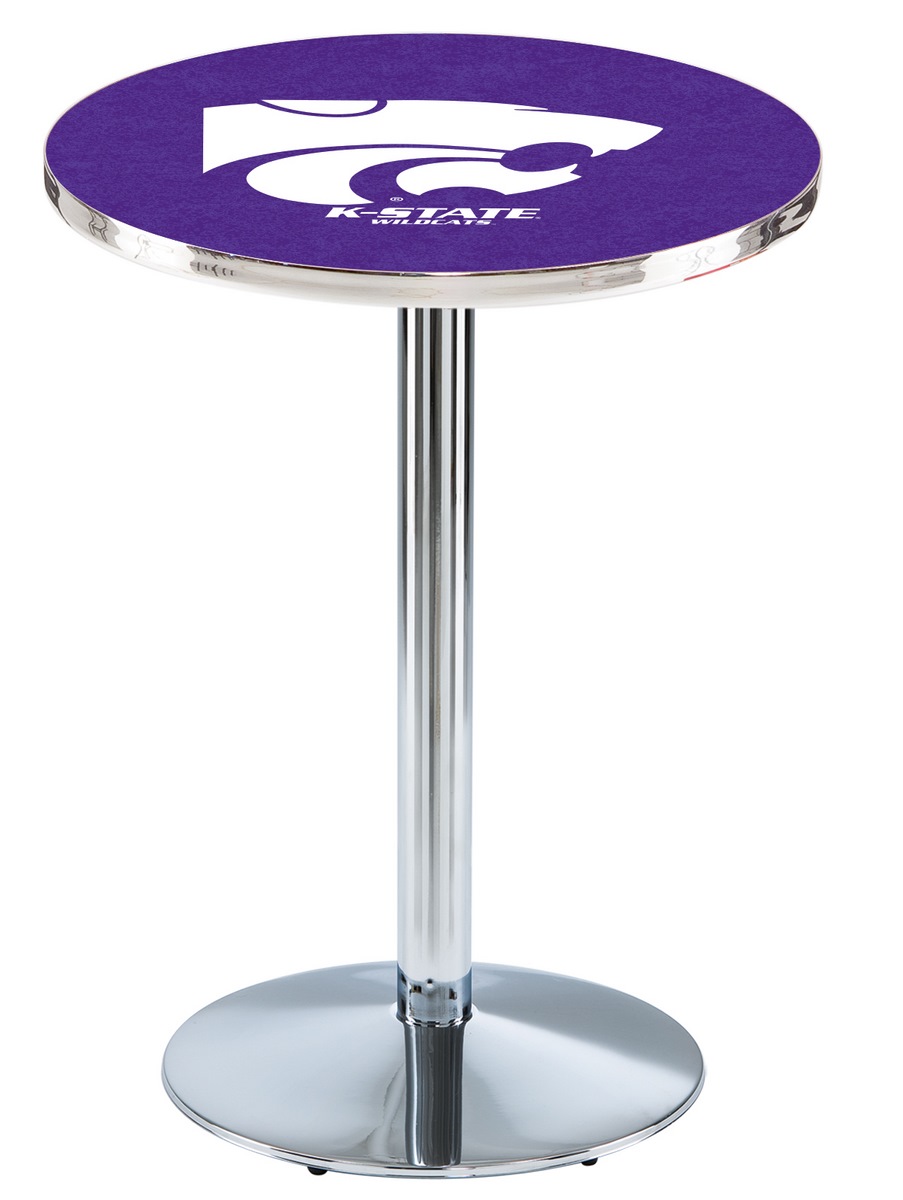 L214 Kansas State University 42" Tall - 30" Top Pub Table with Chrome Finish