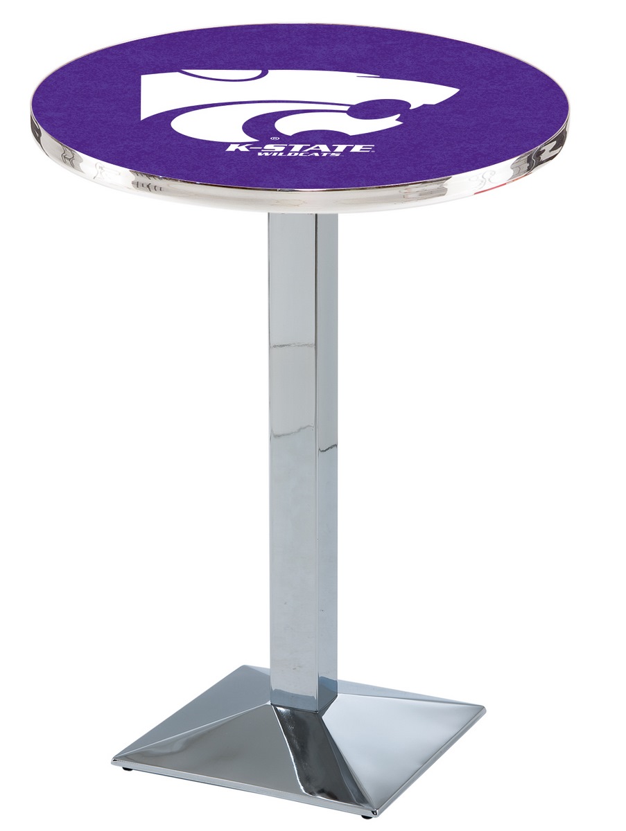 L217 Kansas State University 36" Tall - 30" Top Pub Table with Chrome Finish
