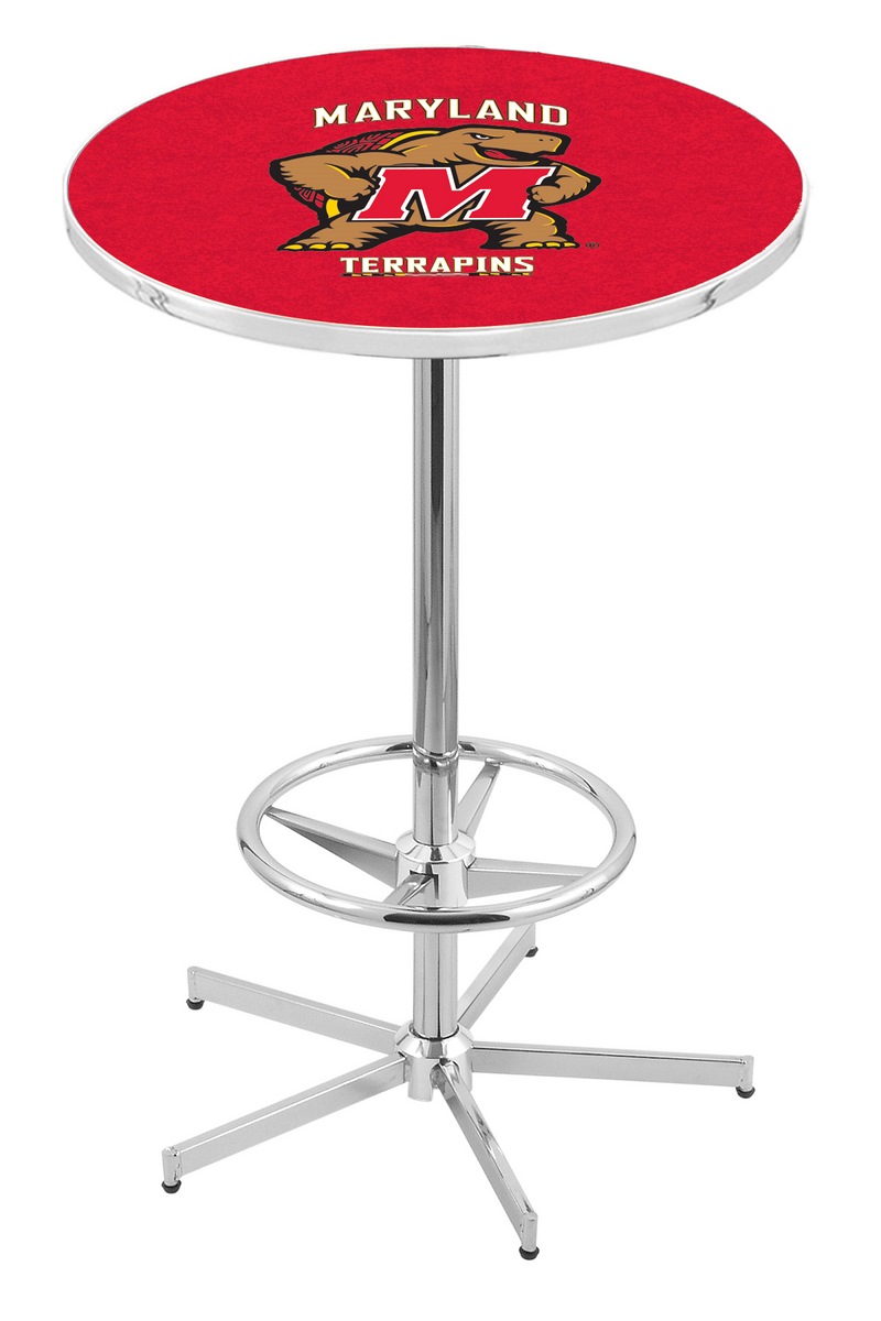 Picture of L216 University of Maryland 42&quot; Tall - 30&quot; Top Pub Table with Chrome Finish