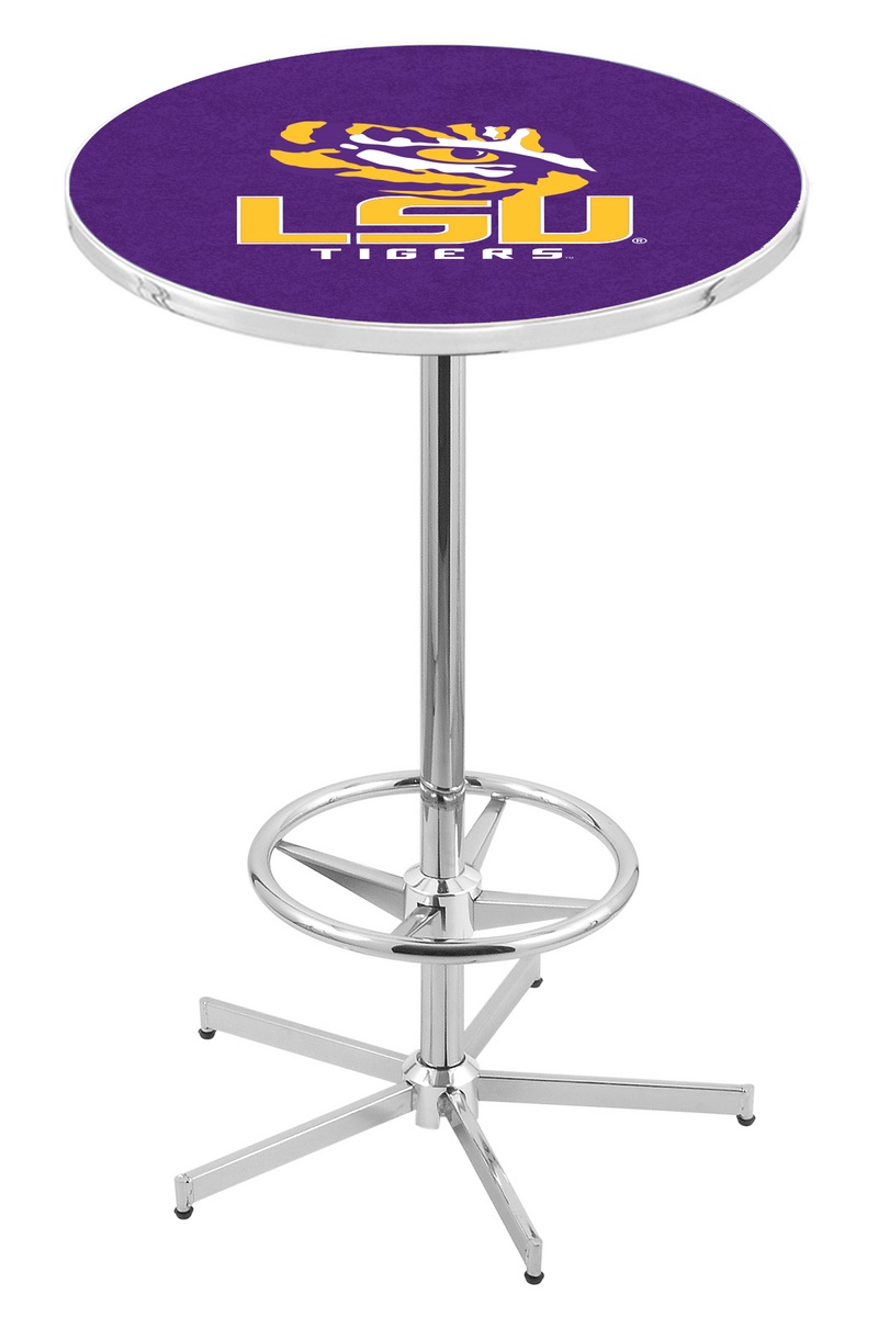 L216 Louisiana State University 42" Tall - 30" Top Pub Table with Chrome Finish
