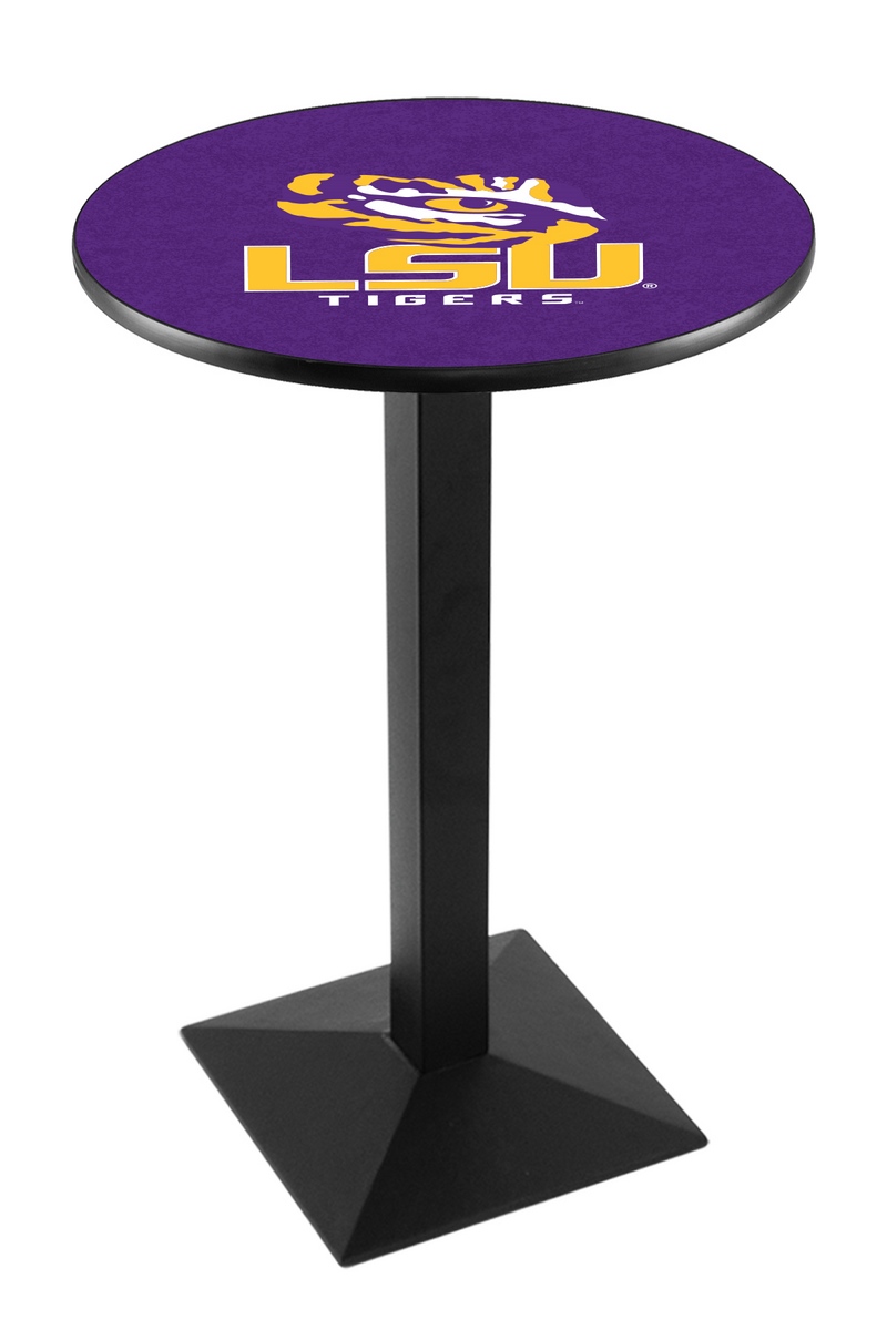 L217 Louisiana State University 36" Tall - 30" Top Pub Table with Black Wrinkle Finish