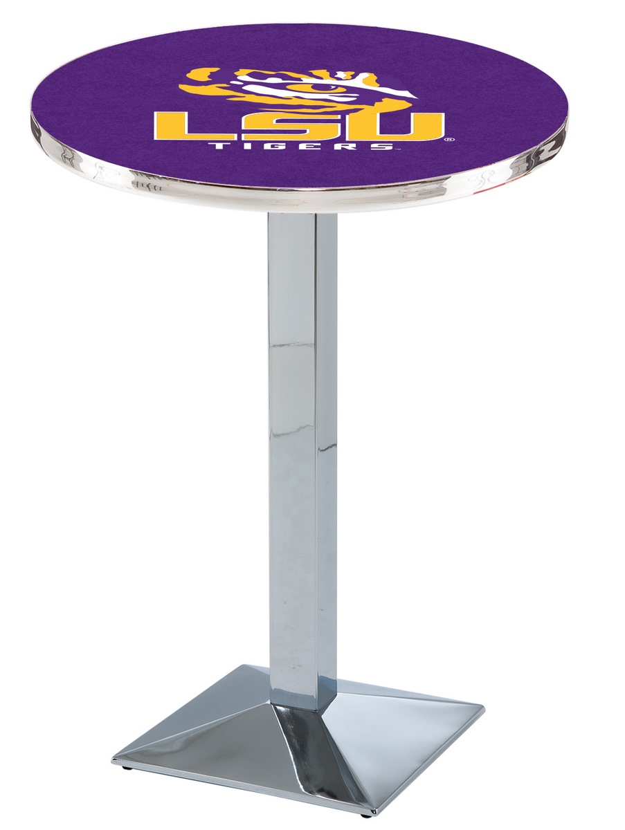 L217 Louisiana State University 42" Tall - 30" Top Pub Table with Chrome Finish