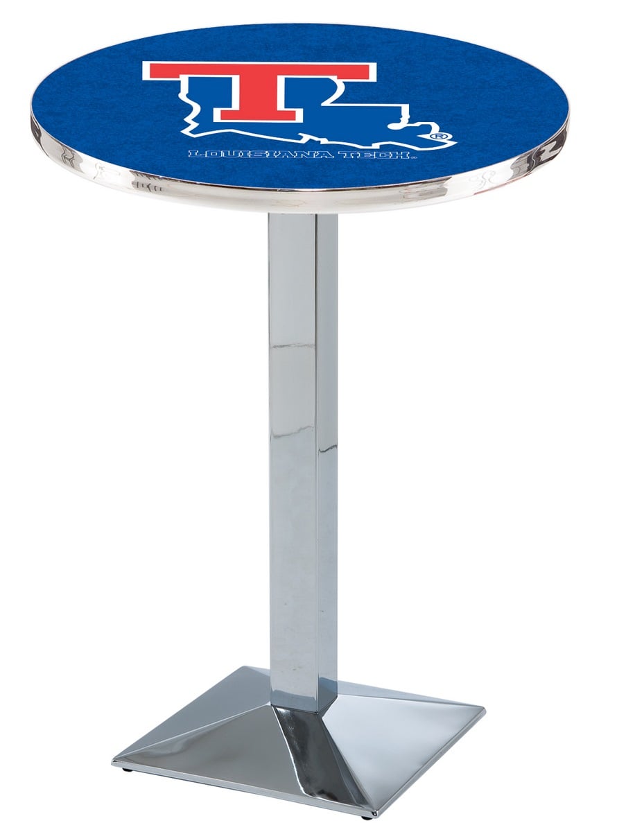 L217 Louisiana Tech University 36" Tall - 30" Top Pub Table with Chrome Finish